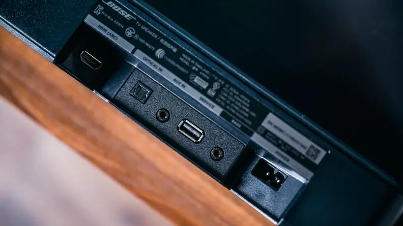 Bose TV Speaker input and output panel