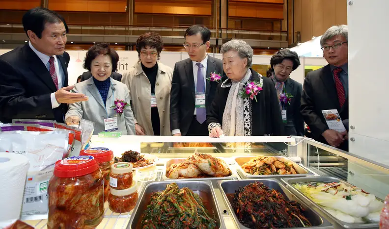 Judging kimchi at a competition in Seoul.