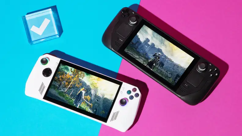 Both handheld consoles on display.