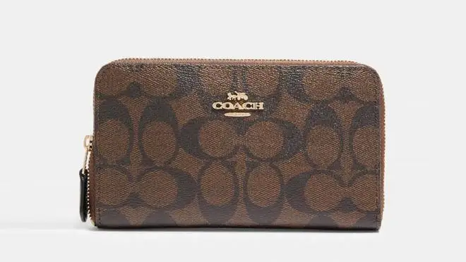 A brown Coach wallet.