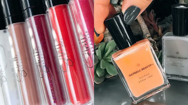 The lip glosses and nail polishes from Satrell Beauty.