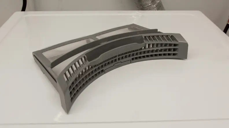 The Samsung DV42H5200EW dryer lint filter is two-sided, and easy to open