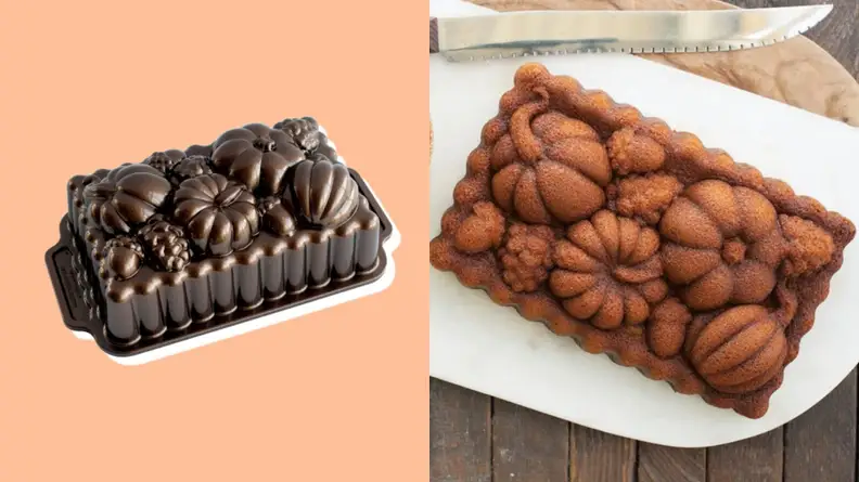 Copper pumpkin-shaped baking pan.