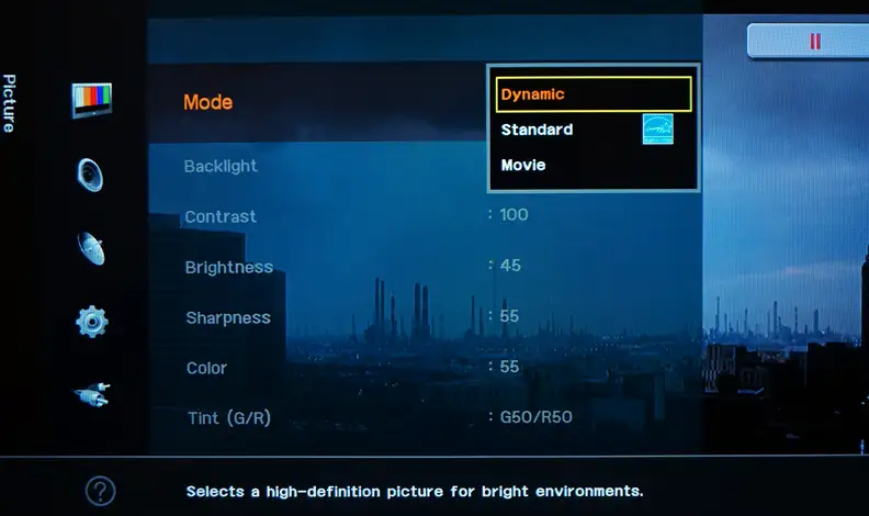 Samsung UN32J4000 menu interface