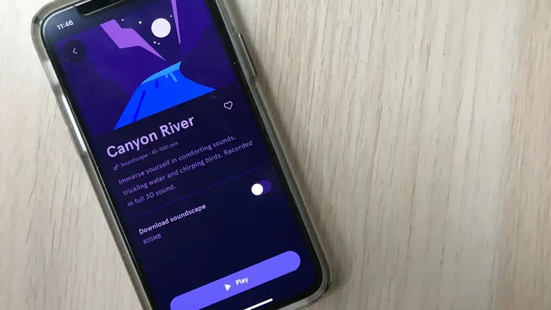 a phone showing a close up of a headspace soundscape