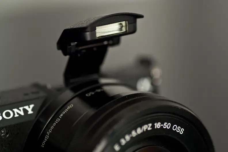A photo of the pop-up flash on the A5100.
