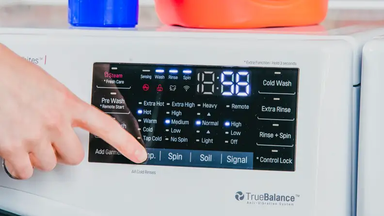 The LG WM3700HWA washer's control panel