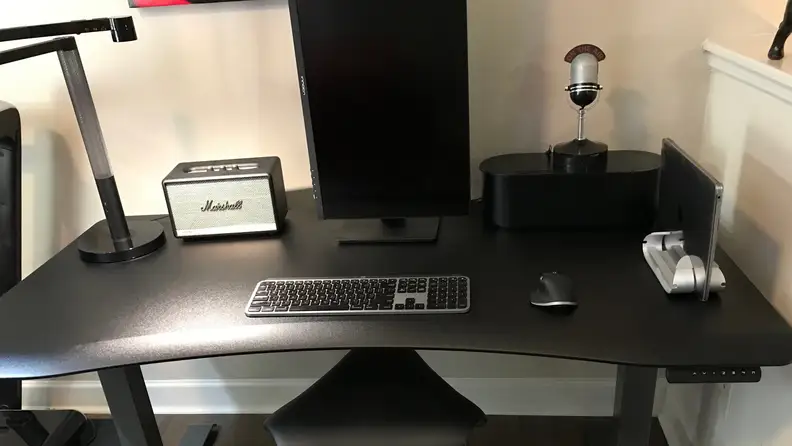Close up of a workspace on a desktop.