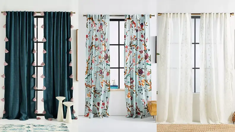 Three types of curtains, all among the best things to buy at Anthropologie.