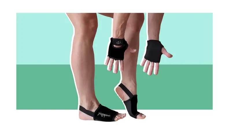 Black non-slip yoga gloves and yoga socks from SkinThin