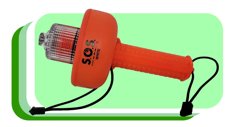 Single distress signal device with light located at top.