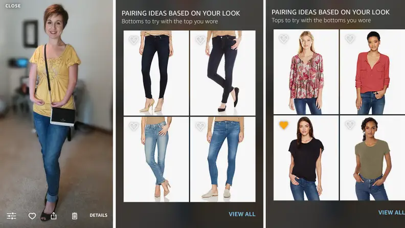 Screenshot of an outfit and pairing suggestions in Echo Look app