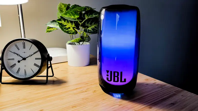 The JBL Pulse 5 on a desk