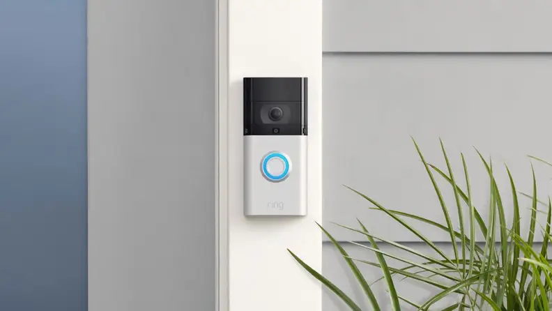 Ring video doorbell next to door