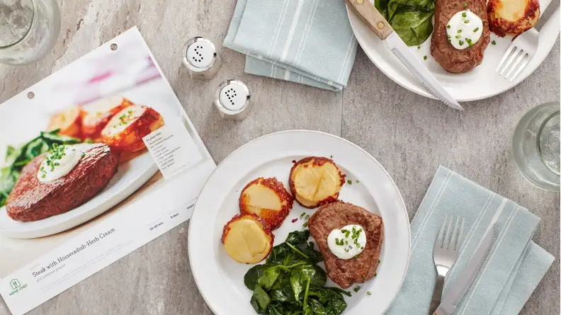 Steak dinner on table