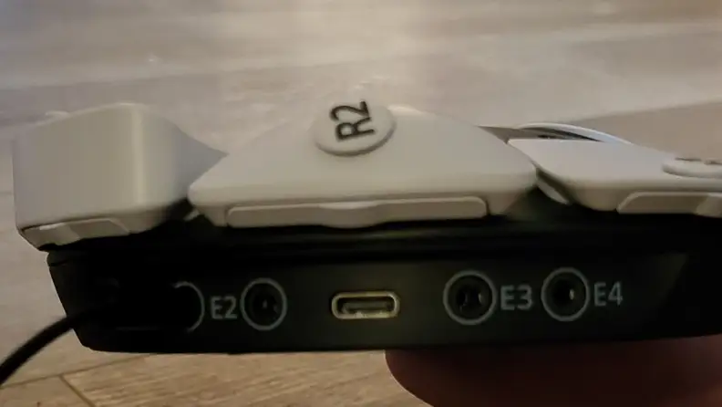 Up-close view of the four ports.