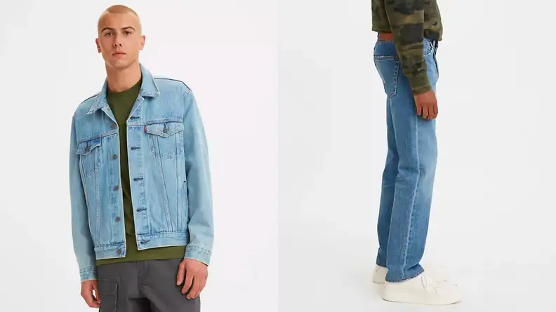 Man wearing denim Levi's jacket.