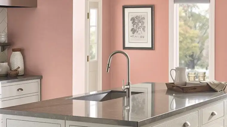 Behr's Vintage Coral on kitchen walls