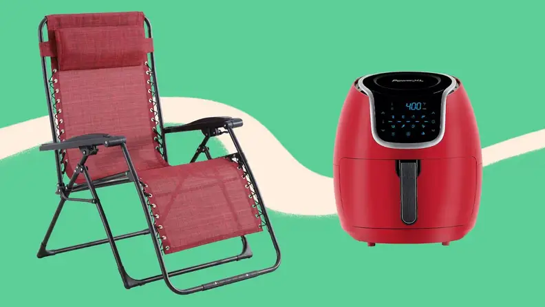 antigravity chair and red air fryer