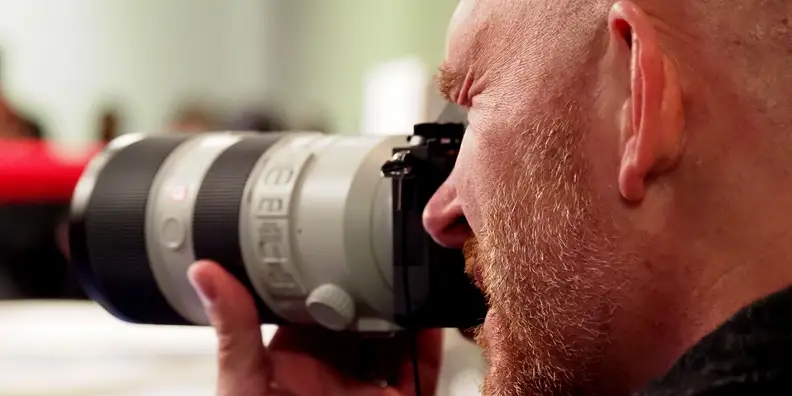 The A9's small size means it gets dwarfed by larger lenses, but its large grip gives you just enough to grab onto.