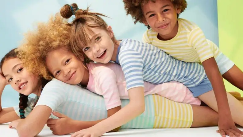 Kids in colorful knits
