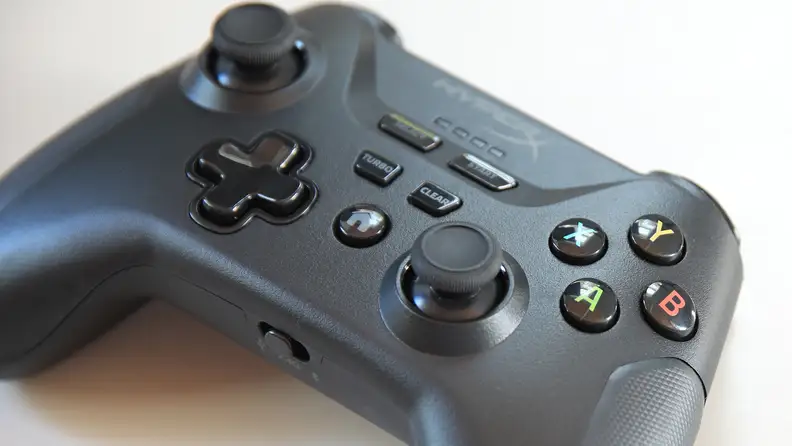 Close up of a HyperX Clutch game controller.
