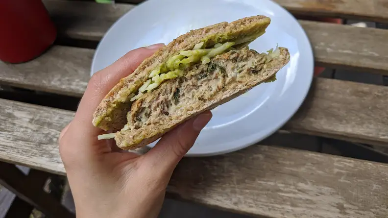 Half a turkey burger sandwich from Hungryroot