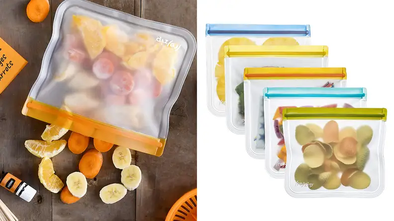 A photo of the Rezip Lay-Flat Lunch Leakproof Reusable Storage Bags.
