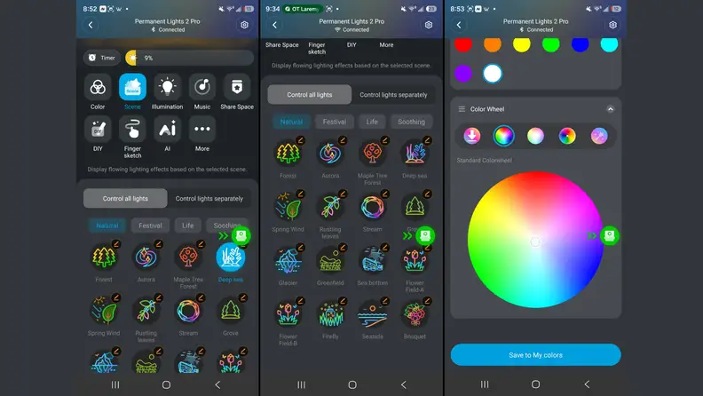 Color app controls of the Govee LED Permanent Outdoor Lights 2 Pro.