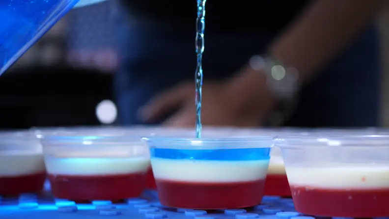Pouring blue Jell-O