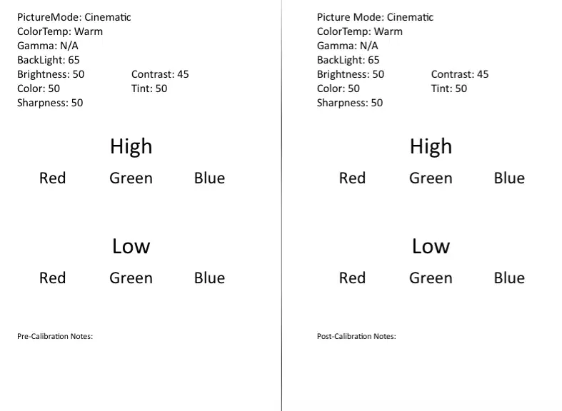TCL 32S3600 calibration adjustments