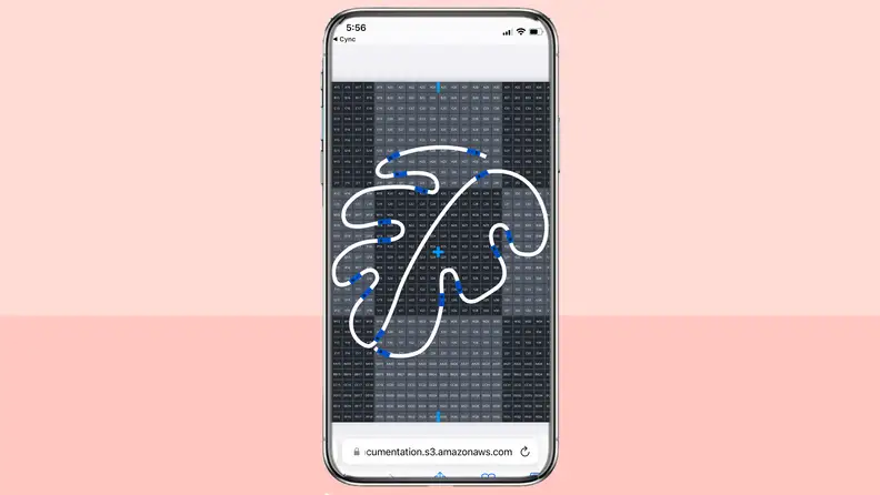 A screenshot from the smartphone companion app displaying a premade leaf design guide.