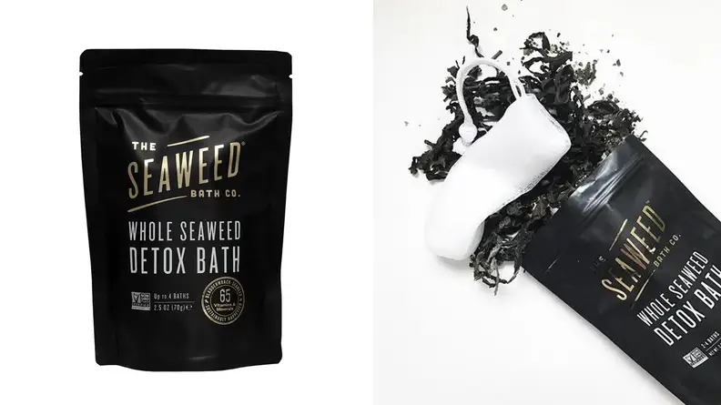 Two images of seaweed bath soak