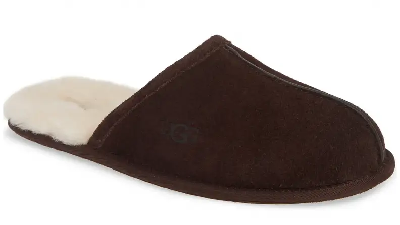 Close up of a brown Ugg slipper