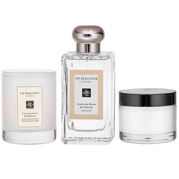 Jo Malone perfume, candle, and body cream