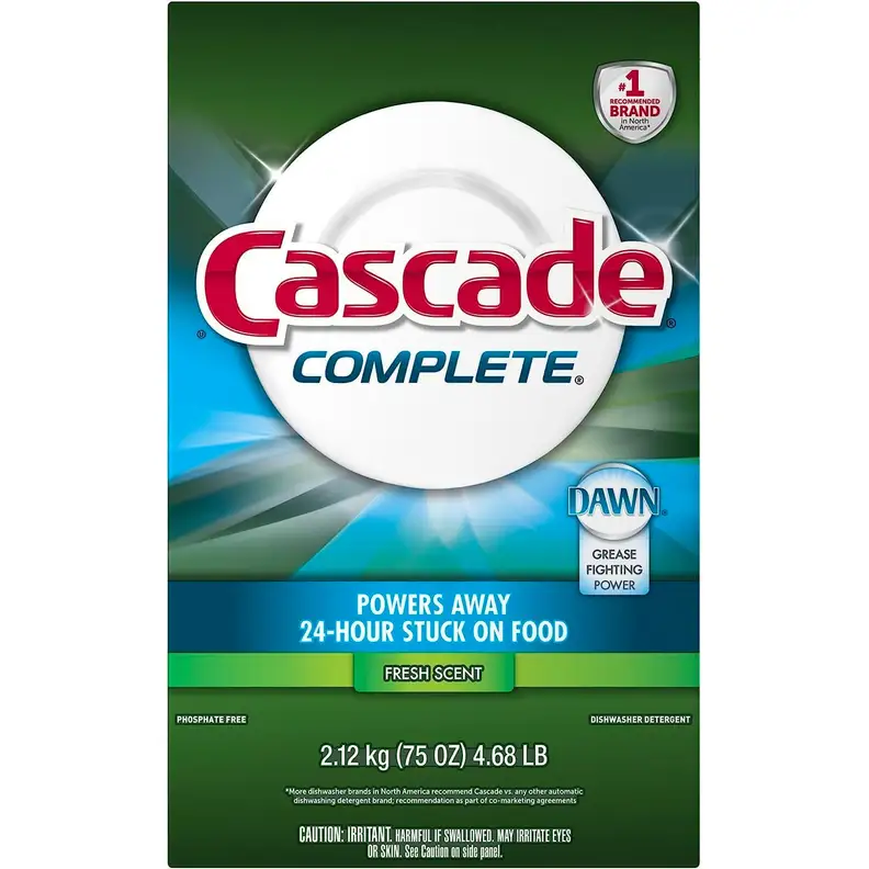 A box of Cascade dishwashing detergent.