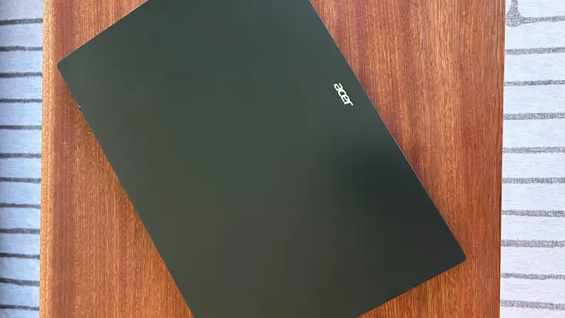 Overhead shot of a closed Acer Swift Edge 16.