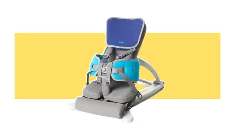 A blue GoTo seat on a yellow background.