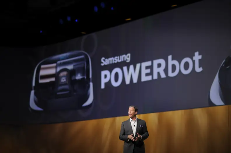 John Herrington, SVP of Samsung Electronics America shows of Powerbot at CES 2015 Press Conference