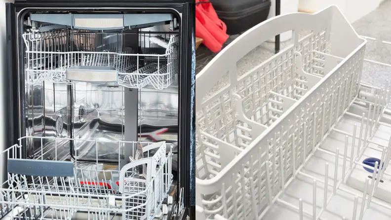 Close-ups of two dishwasher tubs