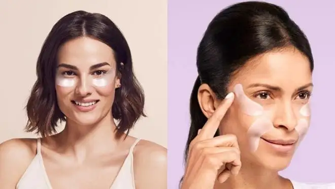 Women wearing under-eye anti-wrinkle patches.