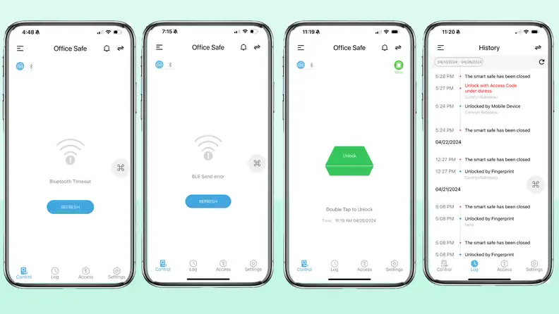 Several screenshots from the Lockly app.