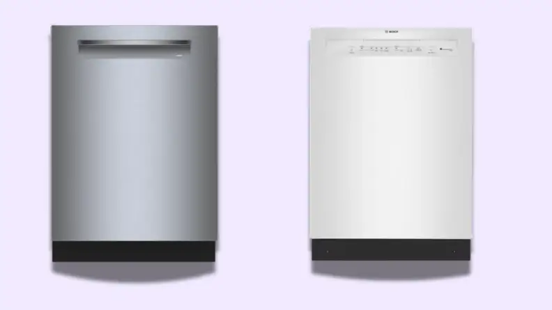 2 dishwashers  on a light purple background