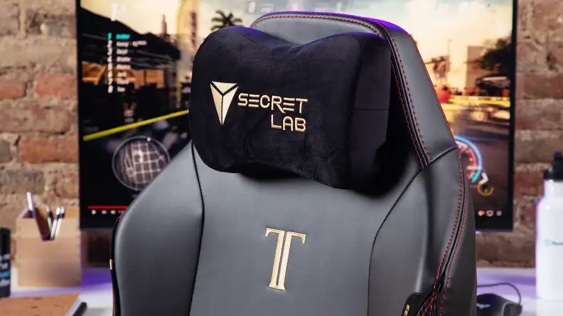 Close-up shot of the chair's neck pillow.