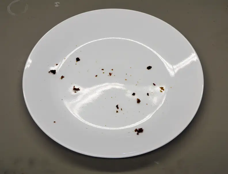 Meat chunks left on a plate