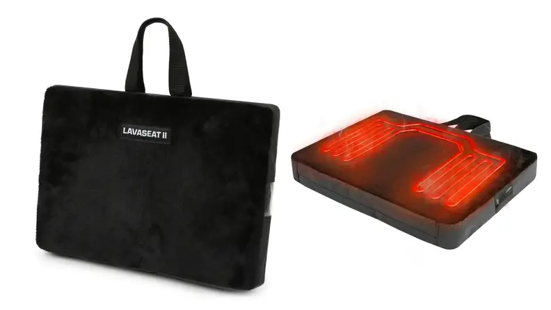 two different views of the Lava Seat heated cushion