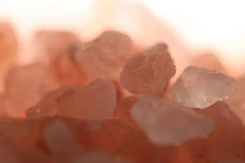 A close-up of pink Himalayan salt