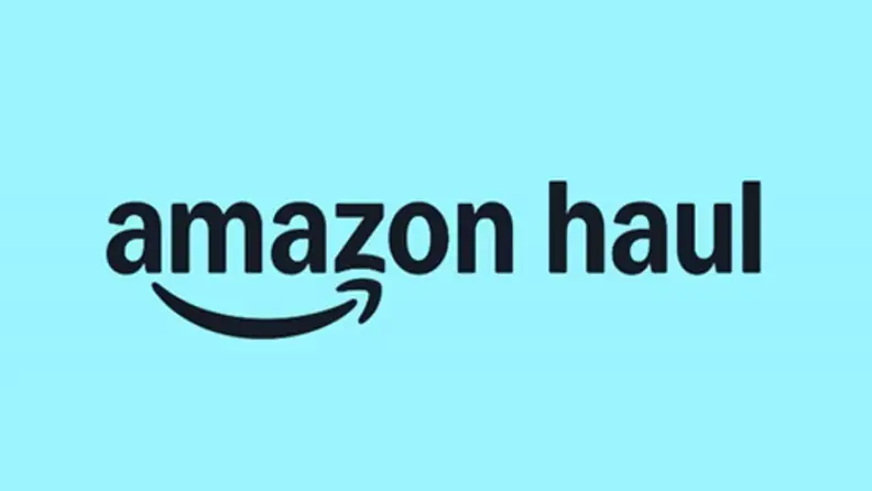The Amazon Haul logo in dark text against a light blue background.