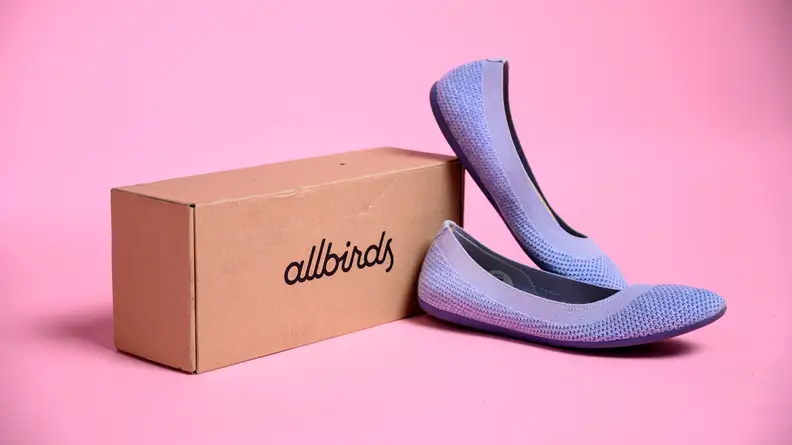 allbirds flats next to the box they come in