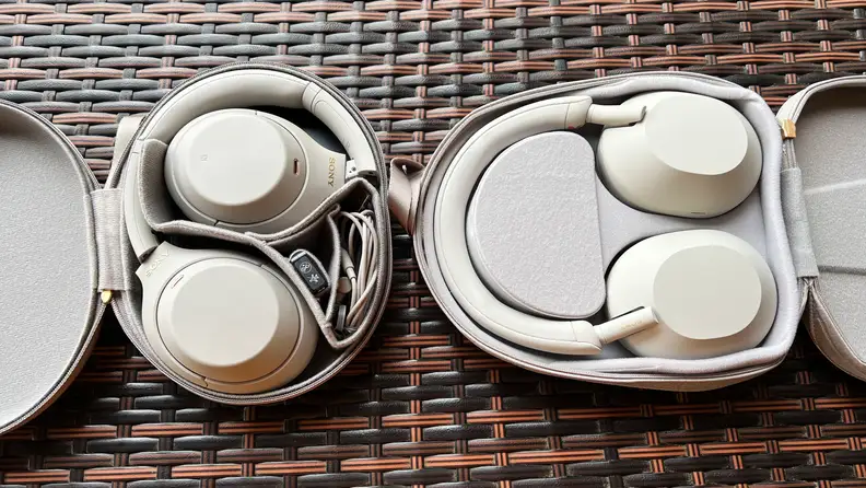 Sony's WH-1000XM4 headphones side-by-side with their new WH-1000XM5 headset